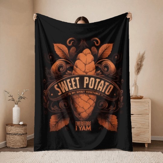 Sweet Potato is My Spirit Vegetable Throw Blankets
