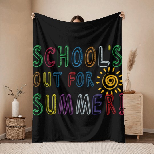 School's Out For Summer Funny Teacher Last Day Of Throw Blankets