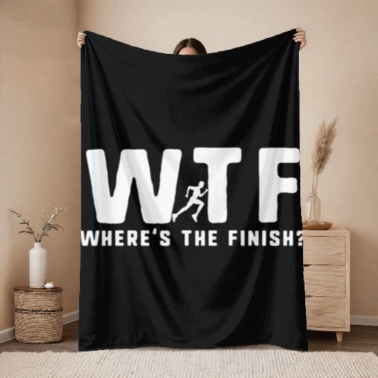 Wtf Where'S The Finish Running Throw Blankets