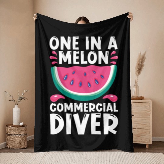 Diving Diver Melon Commercial Diving Throw Blankets