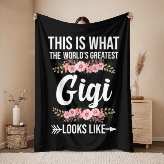 The World'S Greatest Gigi Loo Like Grandma Throw Blankets