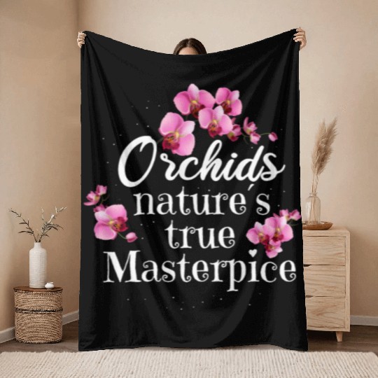 Orchids Natures True Masterpiece Flowers Throw Blankets