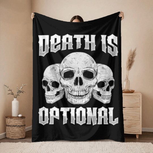 Necromancy Death Is Optional Necromancer Throw Blankets