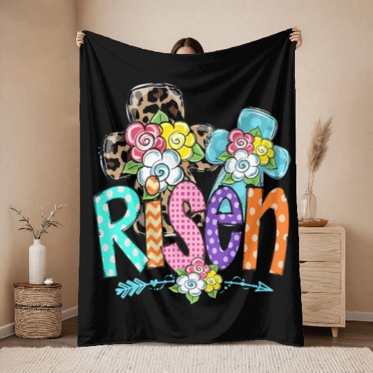 Happy Easter For Christian Mom He Is Risen Leopard Throw Blankets