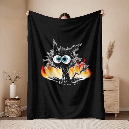 It'S Fine I'M Fine Everything Is Fine Cat Throw Blankets