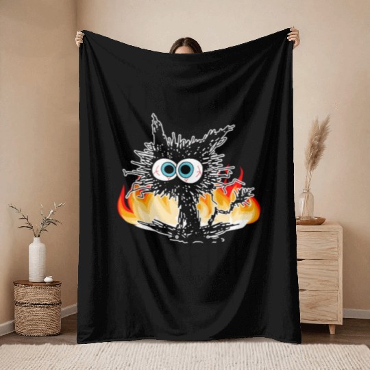 It'S Fine I'M Fine Everything Is Fine Cat Throw Blankets