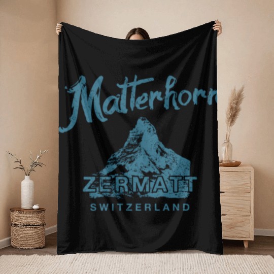 Matterhorn Switzerland Mountain Climbing Throw Blankets