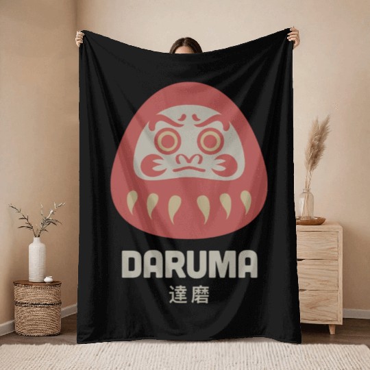 Daruma Doll Japan Zen Buddhism Daruma Throw Blankets