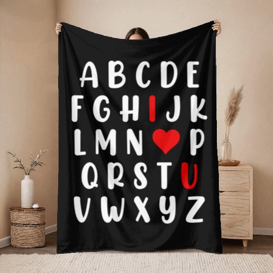 Abc Alphabet I Love You English Teacher Day Throw Blankets