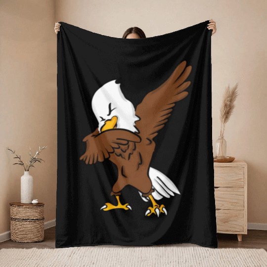 Dabbing American Bald Eagle Throw Blankets
