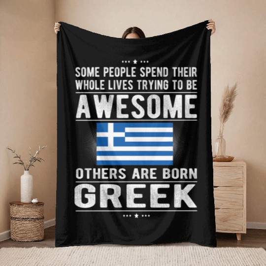 Awesome Greek Flag Greece Greek Roots Throw Blankets