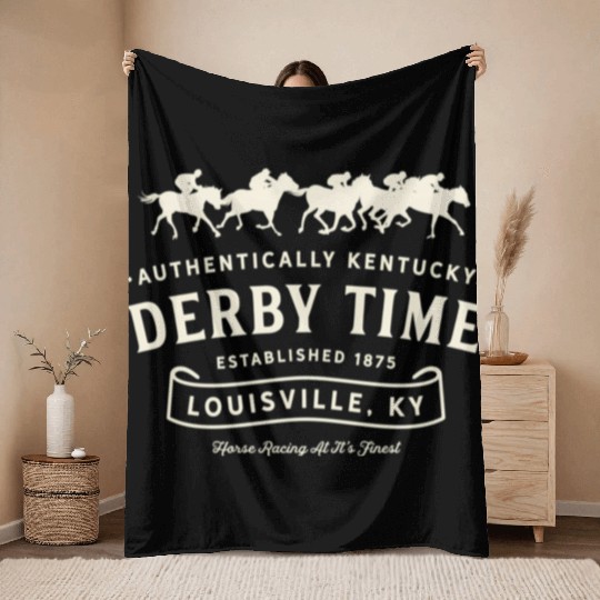 Derby Time Louisville Kentucky Horse Racing Throw Blankets