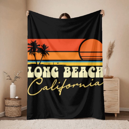 Long Beach California Throw Blankets