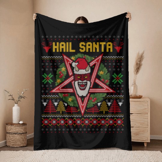 Hail Santa Weird Throw Blankets