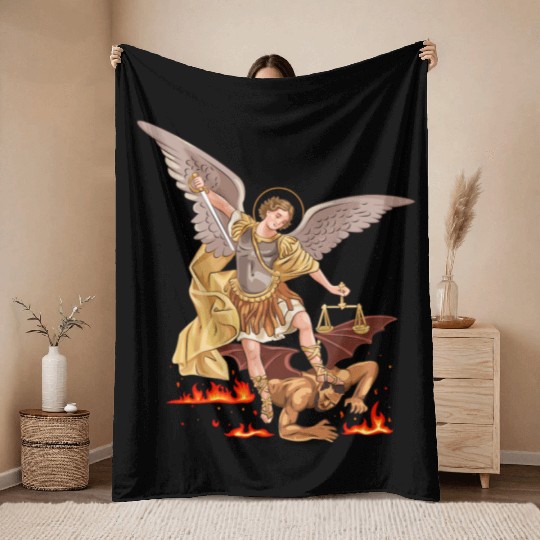 St Michael The Archangel Throw Blankets