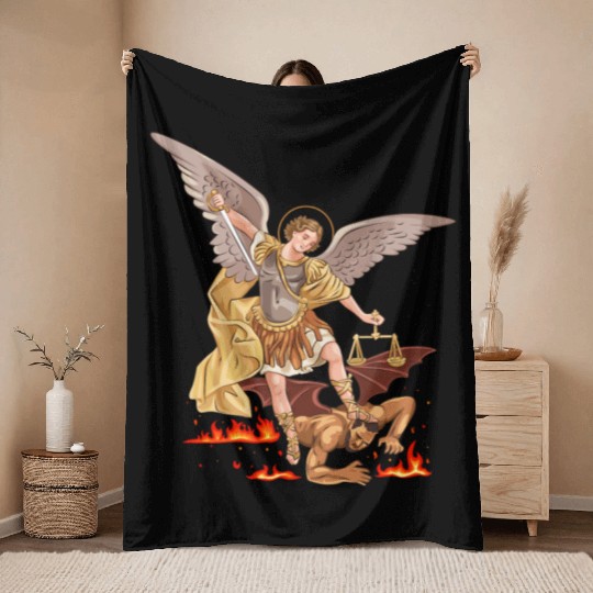 St Michael The Archangel Throw Blankets