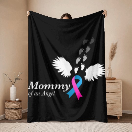 Angel Mommy Miscarriage Awareness Infant Mother Throw Blankets