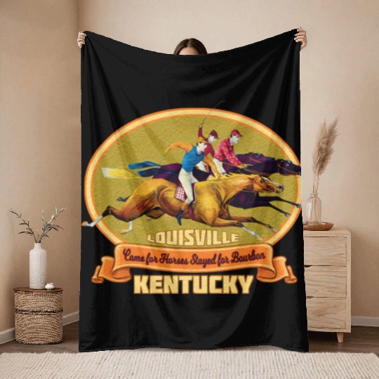 Louisville Kentucky Horse Racing Bourbon Derby Throw Blankets