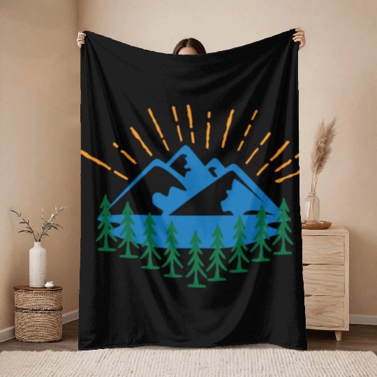 Blue Mountain And Forest Throw Blankets