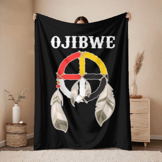 Ojibwe Anishinaabeg People Native American Throw Blankets
