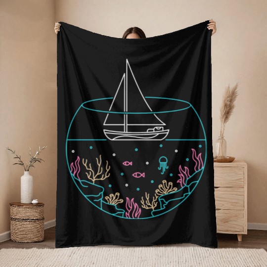Sail To The Ocean Throw Blankets