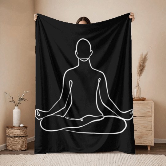 Yoga Teacher Namaste One Line Meditation Buddhism Throw Blankets