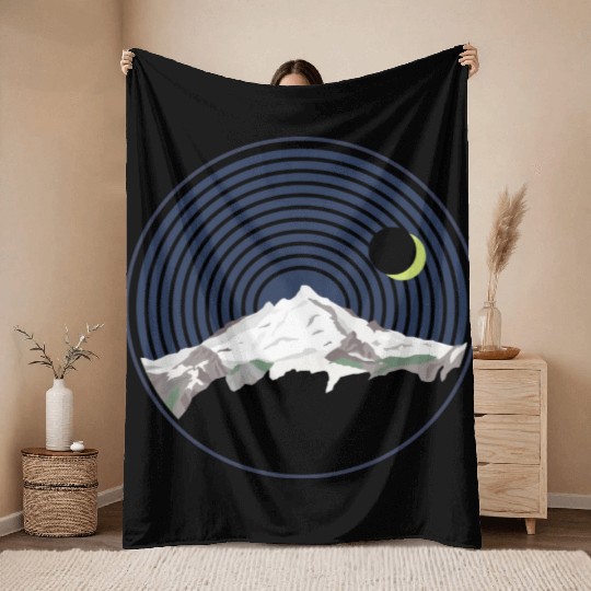 Snow Mountain Peak At Night Throw Blankets