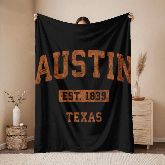 Austin Texas Tx Athletic Sports Throw Blankets