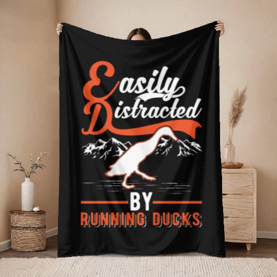 Easily Distracted By Running Ducks Duck Throw Blankets