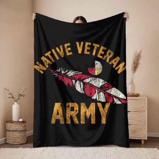 Native American Vietnam Veteran Throw Blankets