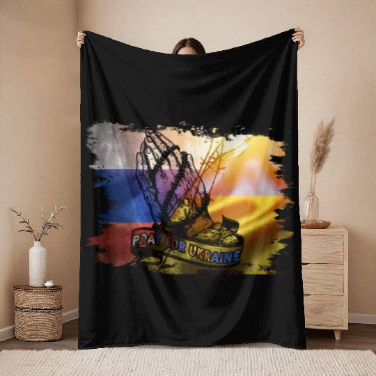 Pray For Ukraine Solidarity Support Ukraine Throw Blankets