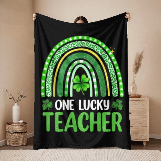One Lucky Teacher Rainbow St Patrick’S Day Throw Blankets