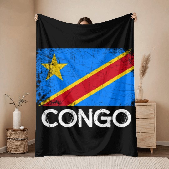 Congolese Flag Made In Congo Throw Blankets