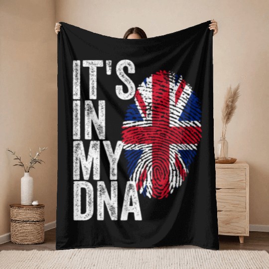 It'S In My Dna Uk Union Jack England Flag Eu Throw Blankets