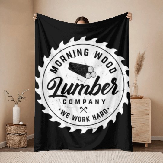 Morning Lumber Company Camping Wood Throw Blankets