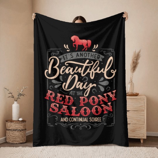 Red Pony It Is A Beautiful Day Throw Blankets