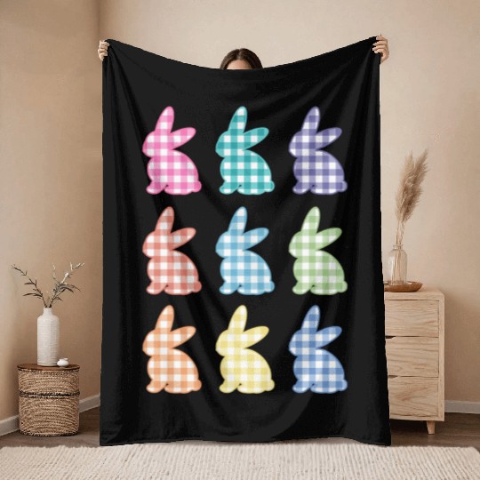 Easters For Plaid Easter Bunny Gingham Throw Blankets