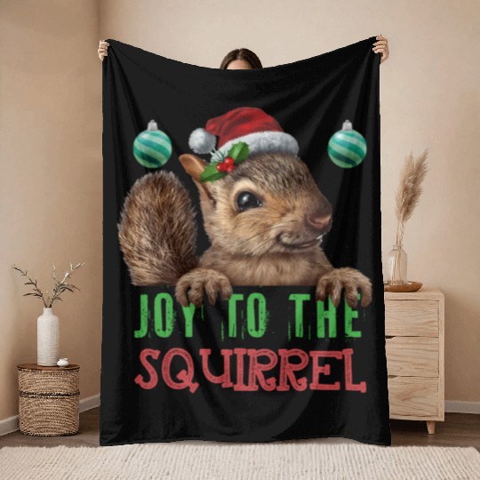 Squirrel Joy To The Squirrel Throw Blankets