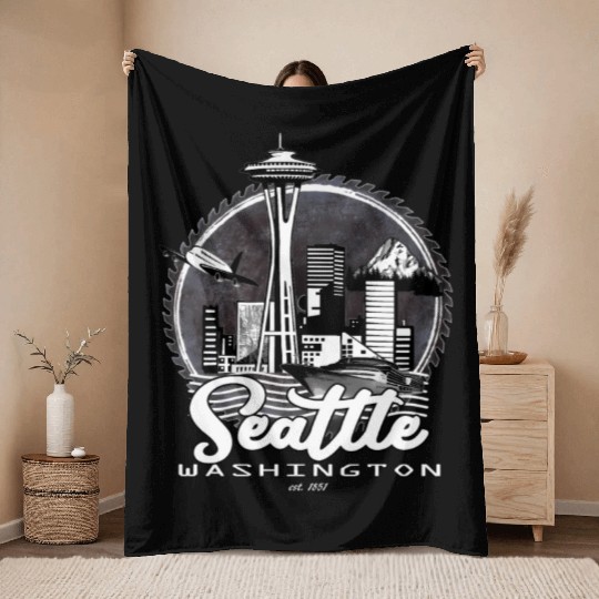 Seattle Pacific Northwest Emerald City Throw Blankets