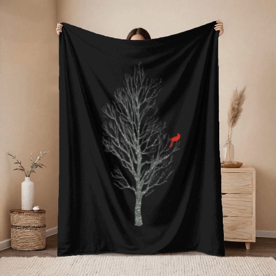 Winter Tree W Cardinal Bird Throw Blankets