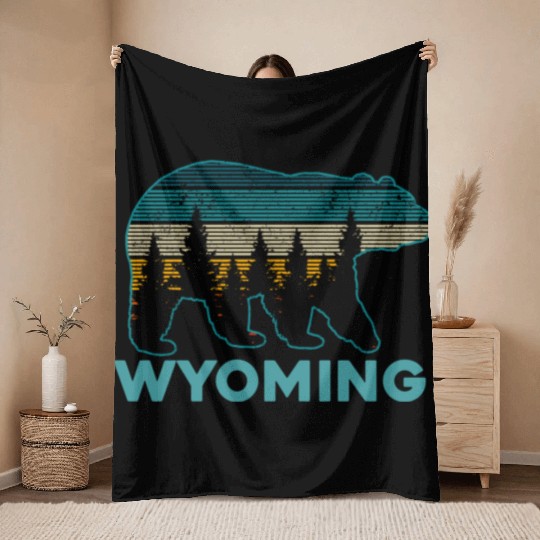 Wyoming Grizzly Bear Nature Hiking Throw Blankets