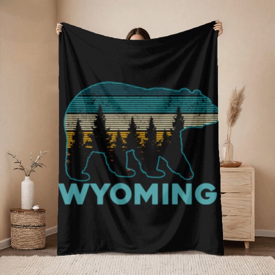 Wyoming Grizzly Bear Nature Hiking Throw Blankets