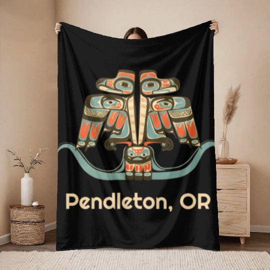 Pendleton Oregon Thunderbird Nw Native American Throw Blankets