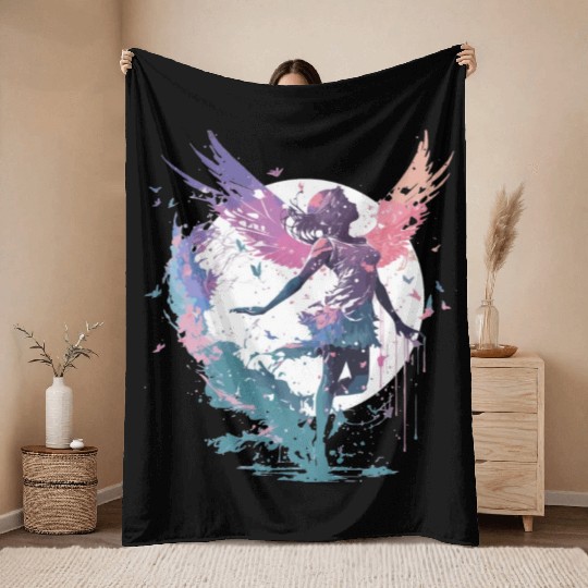 Dancing Watercolor Fairy Girls Dancer Ballet Butte Throw Blankets