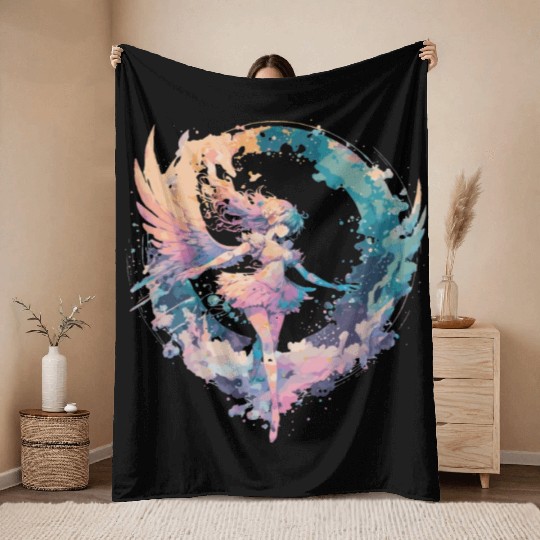 Watercolor Fairy Girls Fairycore Pastel Goth Butte Throw Blankets