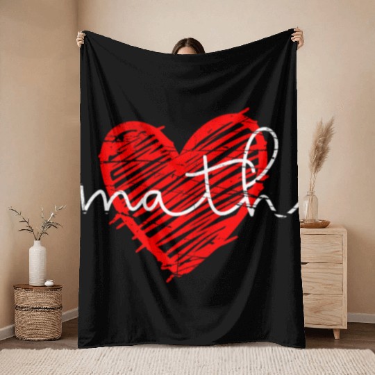 Math Heart - Math Teacher Heart Throw Blankets