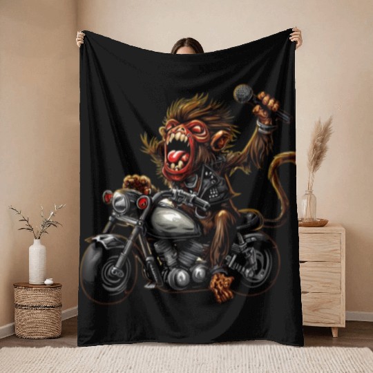 zombie Raider Monkey Throw Blankets