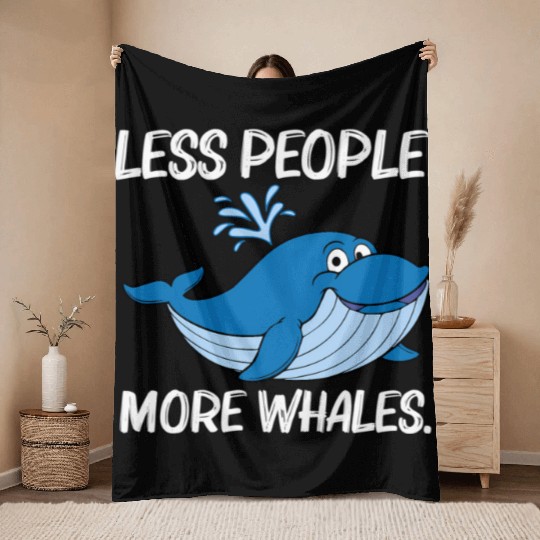 Whale For Orca Narwhal Blue Whales Throw Blankets