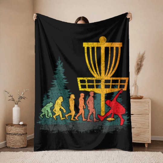 Disc Golf Evolution Of Disc Golfer Throw Blankets