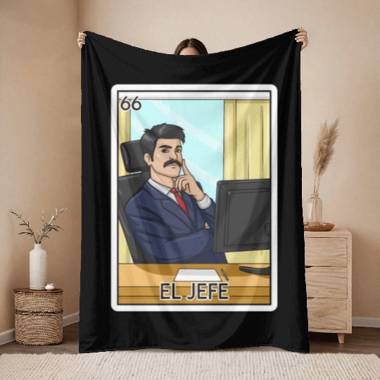 El Jefe The Boss Card Mecan Lottery The Chief Throw Blankets